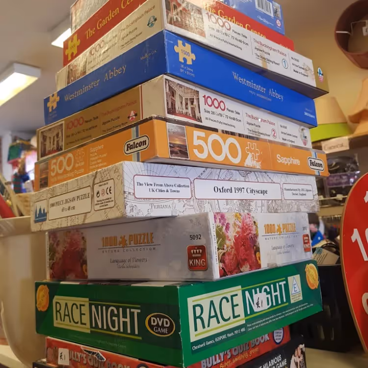 A stack of jigsaw puzzles