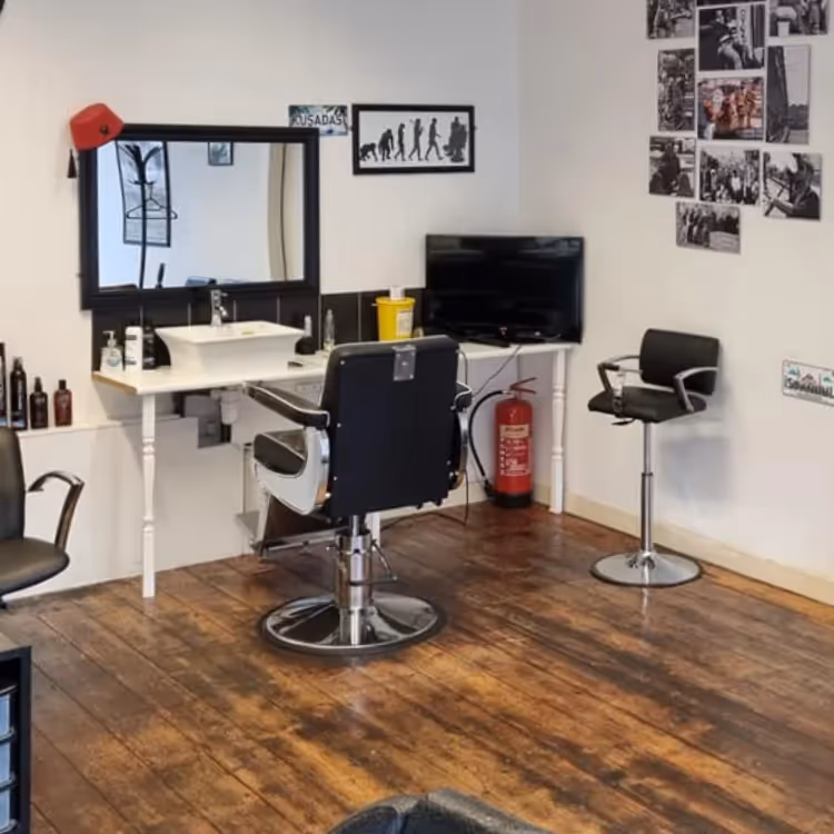 A interior of a barber shop