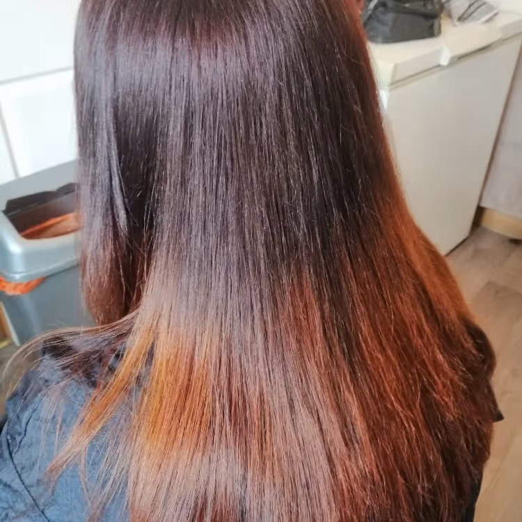 A lady with ombre coloured hair