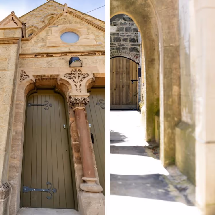 Doorways of a converted chapel
