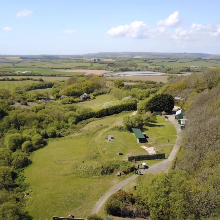 Aerial shot of a clay pigeon club