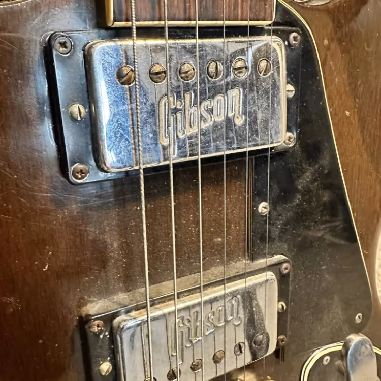 Pickups on a vintage Gibson electric guitar