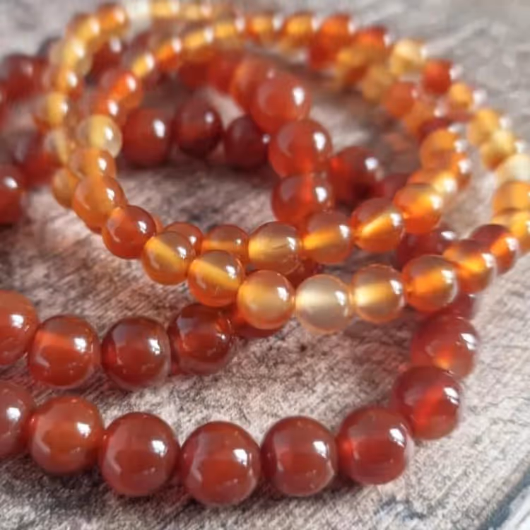 A bracelet made from carnelian beads
