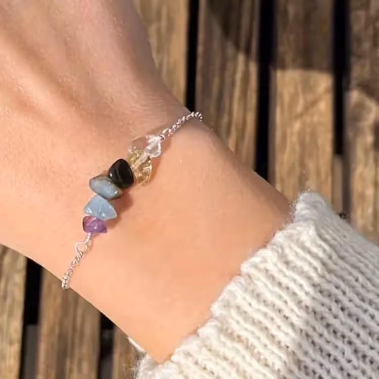 A bracelet made from healing gemstones