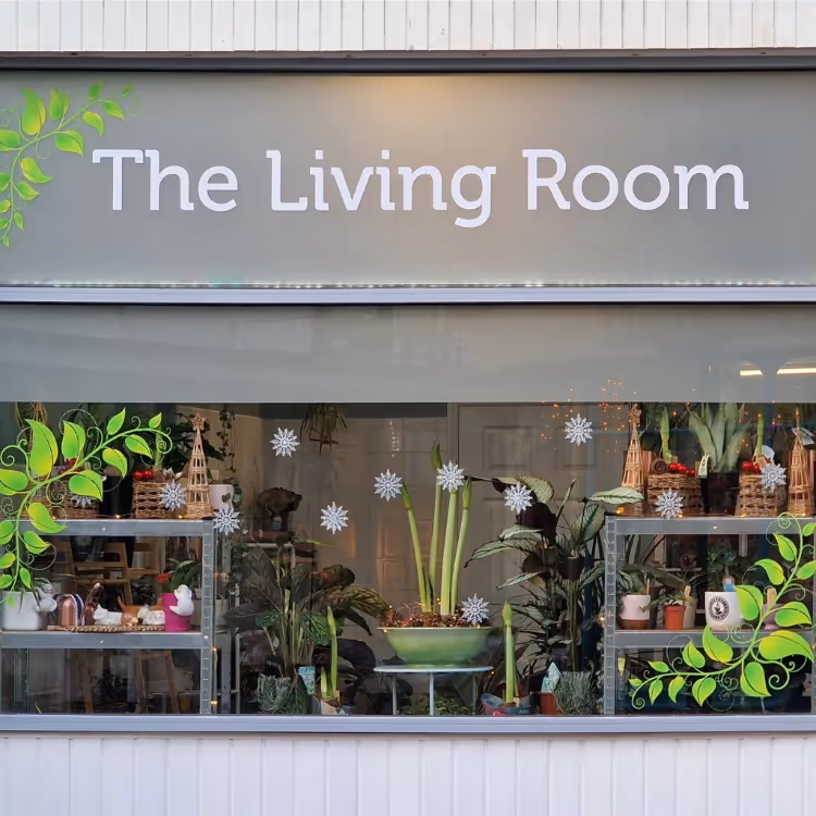 A houseplant shop front with plants in the window
