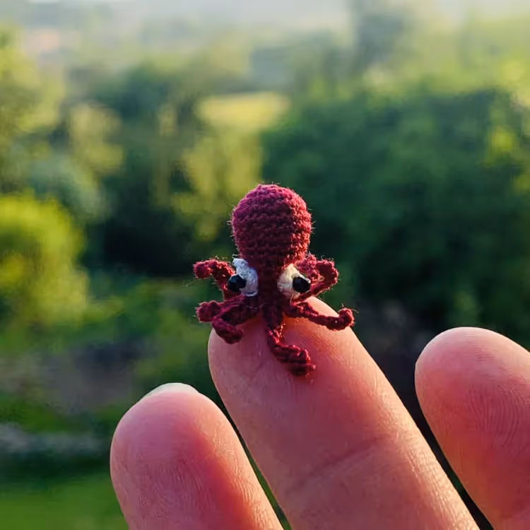 A micro crocheted octopus