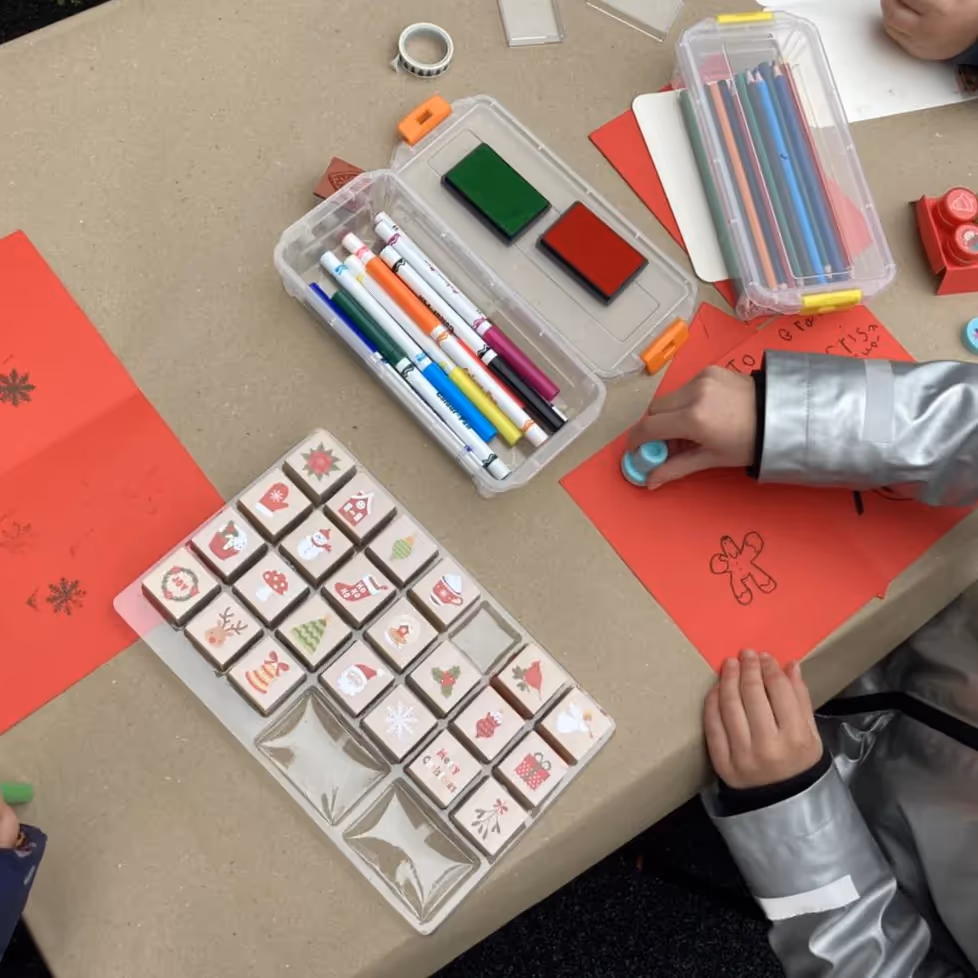 Kids doing crafts in a class