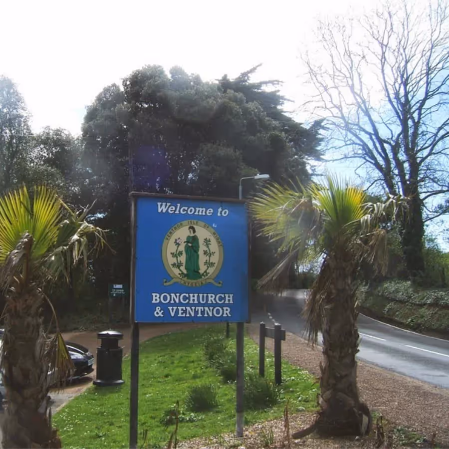 A sign by the road as you enter a village called Bonchurch