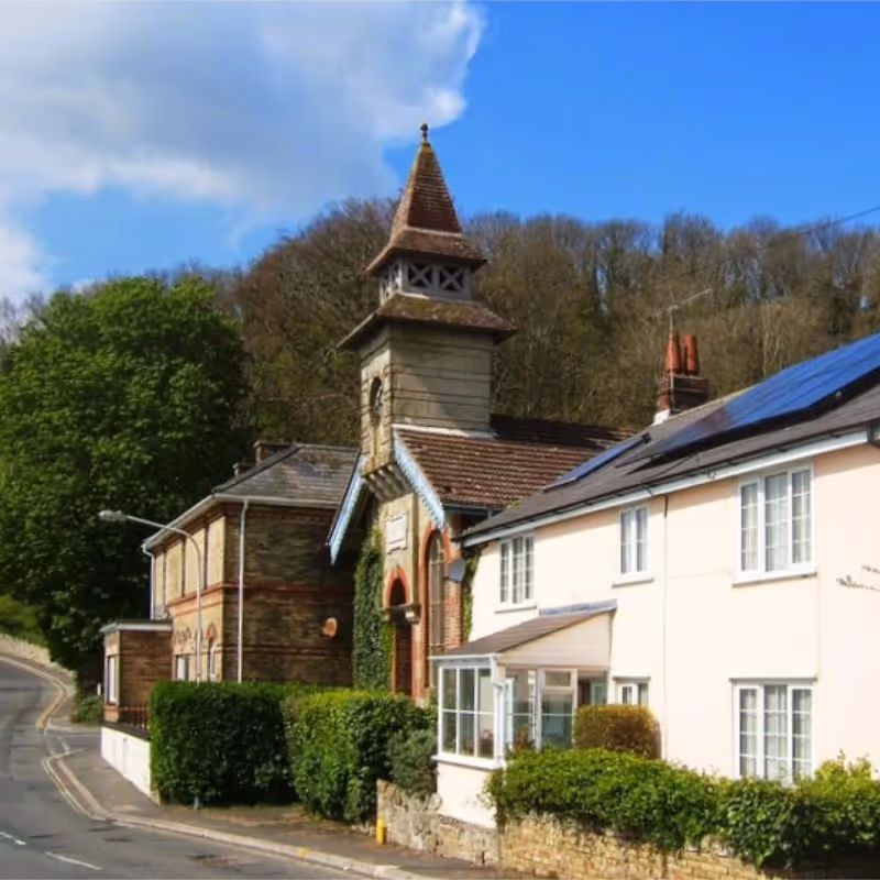 An old station house building