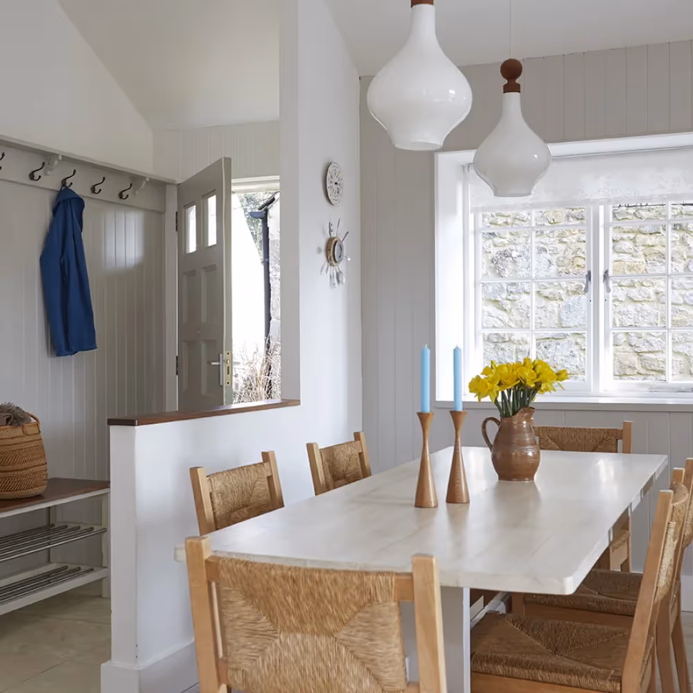 A dining area that is modern but with a country feel