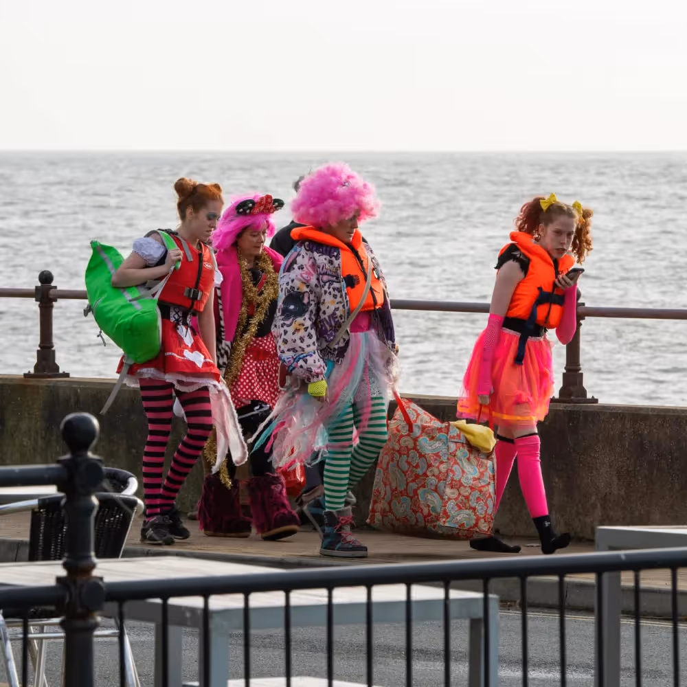 People in fancy dress as a Boxing Day Swim