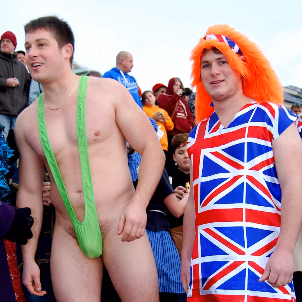 People in fancy dress as a Boxing Day Swim