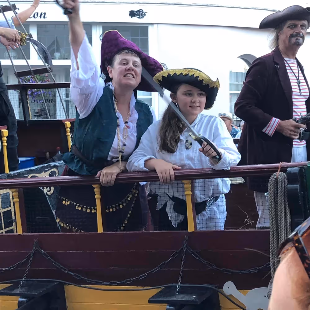 A pirate float at a carnival