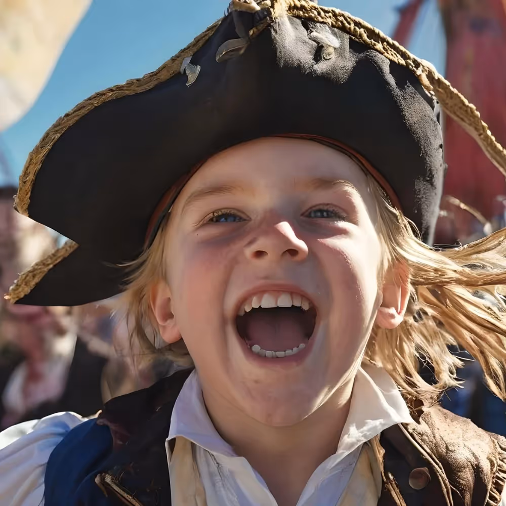 A boy wearing a pirate costume