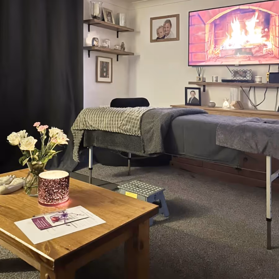 A photo of a room set up ready for Swedish massage