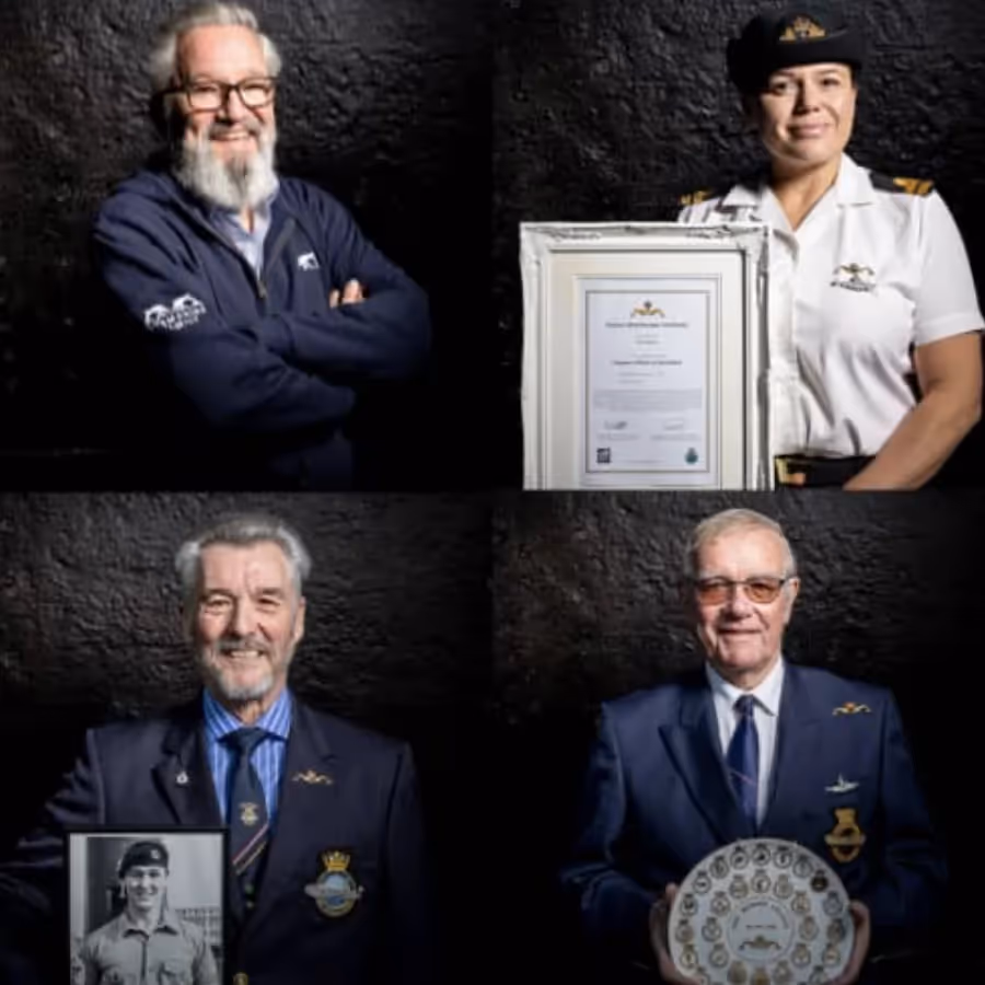 A set of 4 photos of people from the forces