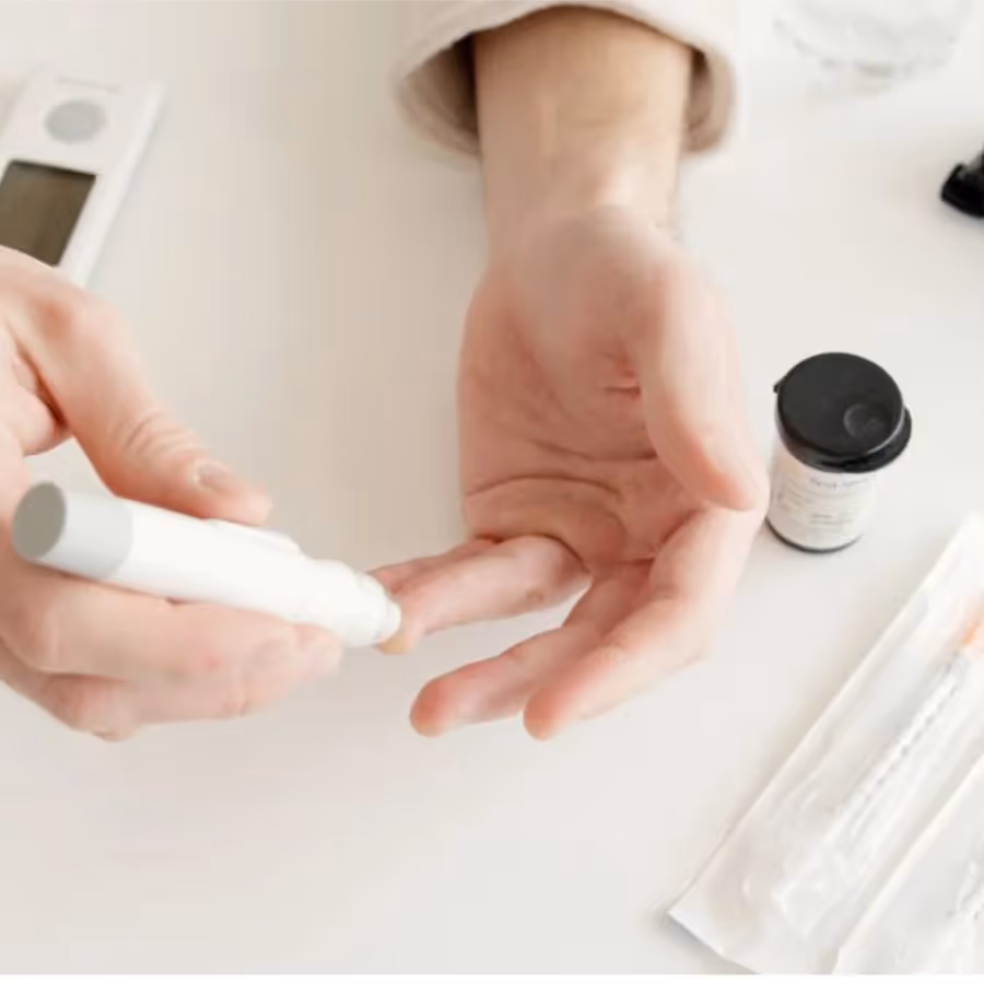 A diabetes finger prick test