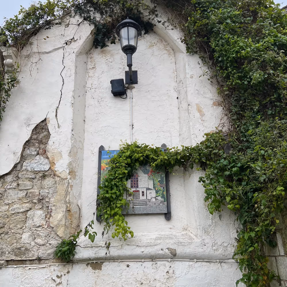 A mosaic on a wall