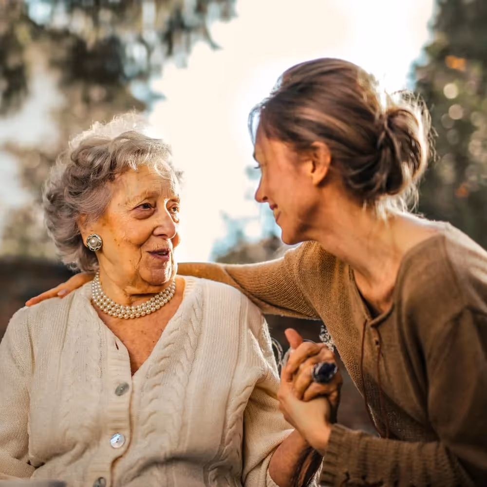 Two woman talking