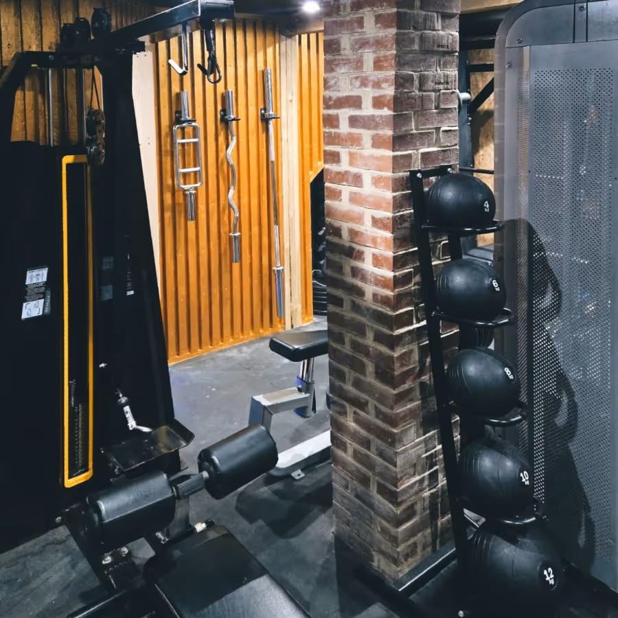 Strength and conditioning equipment in a gym