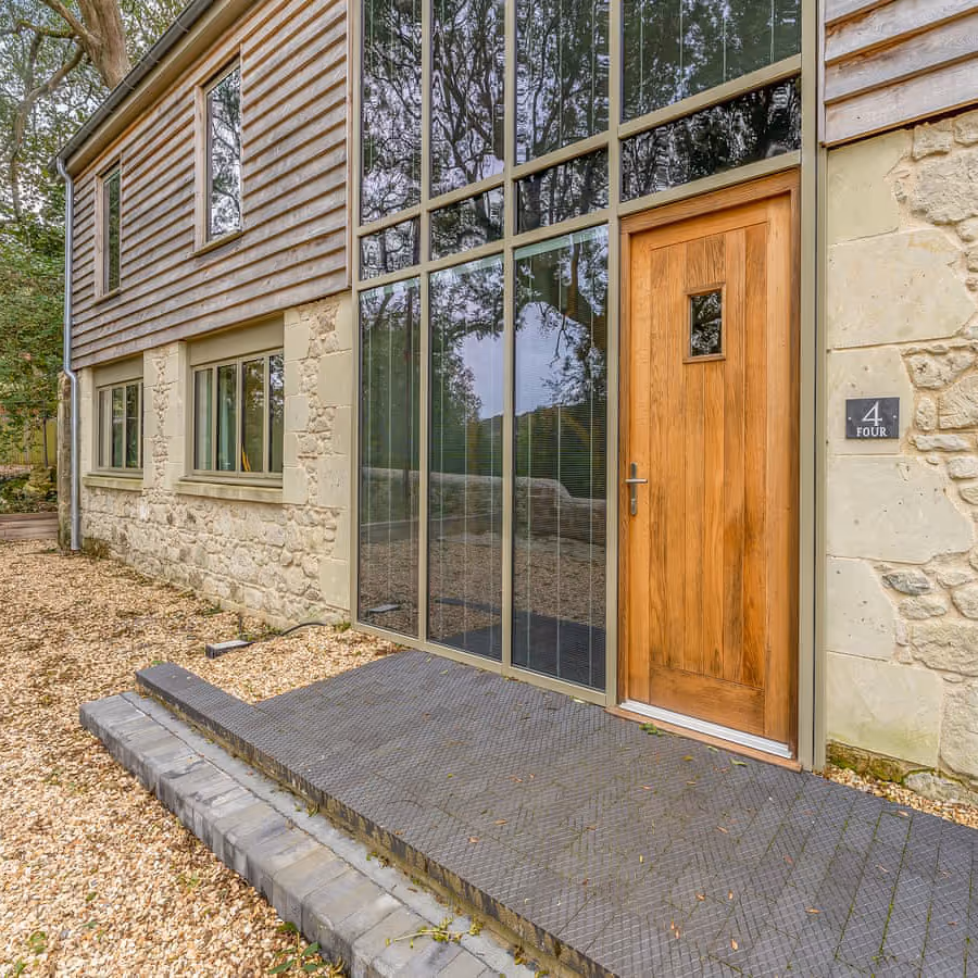 The entrance to a modern barn conversion