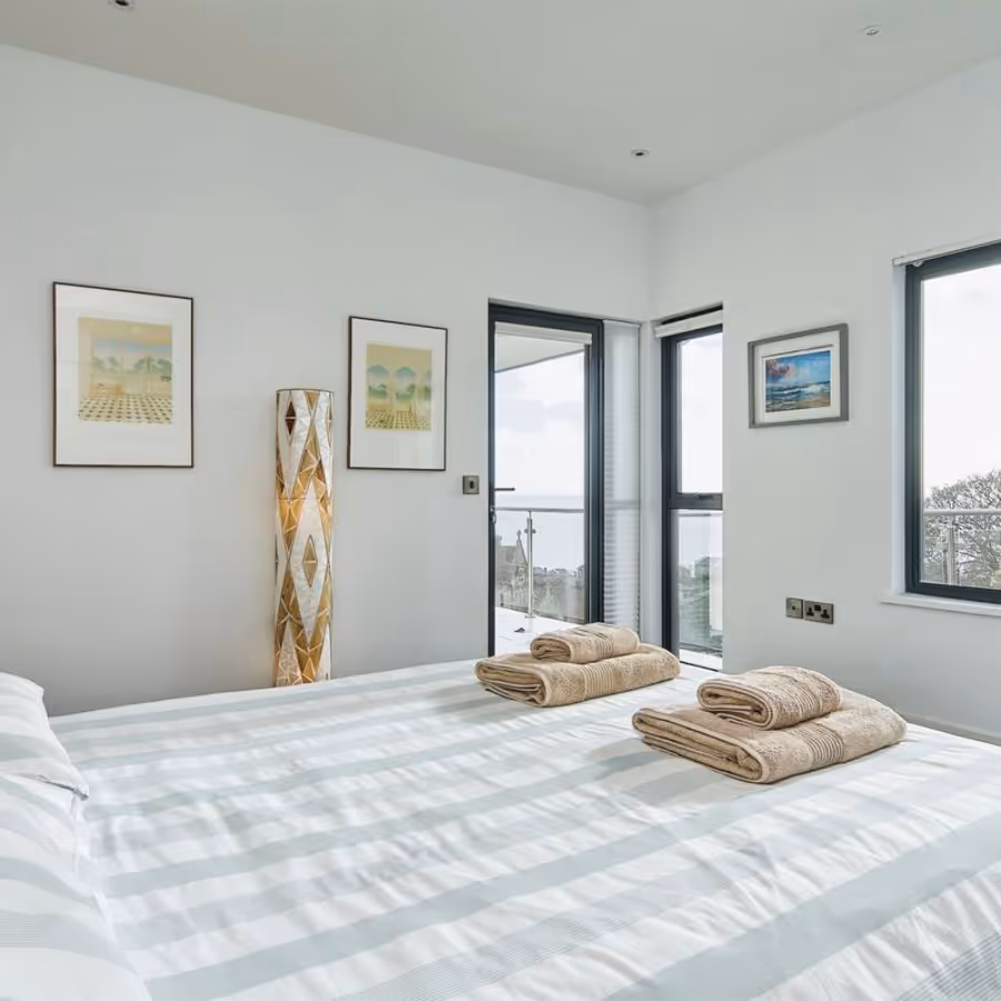 A modern white bedroom