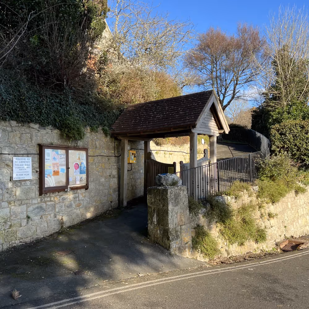 The entrance gate to a Victorian village hall