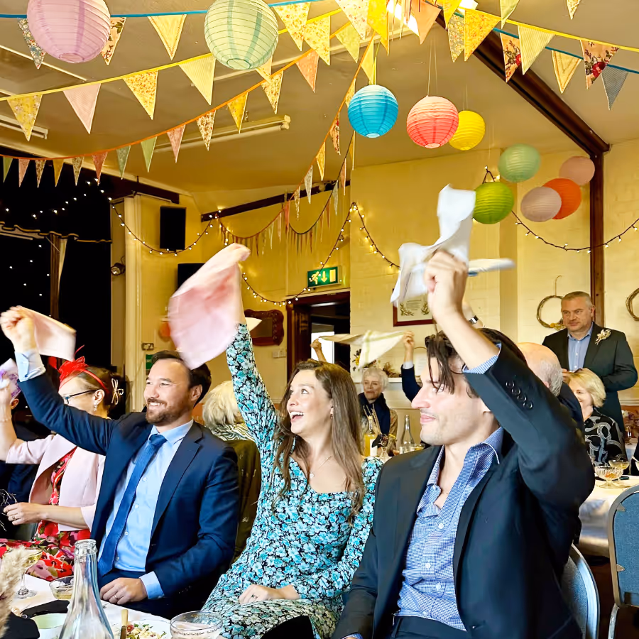 People celebrating at a wedding