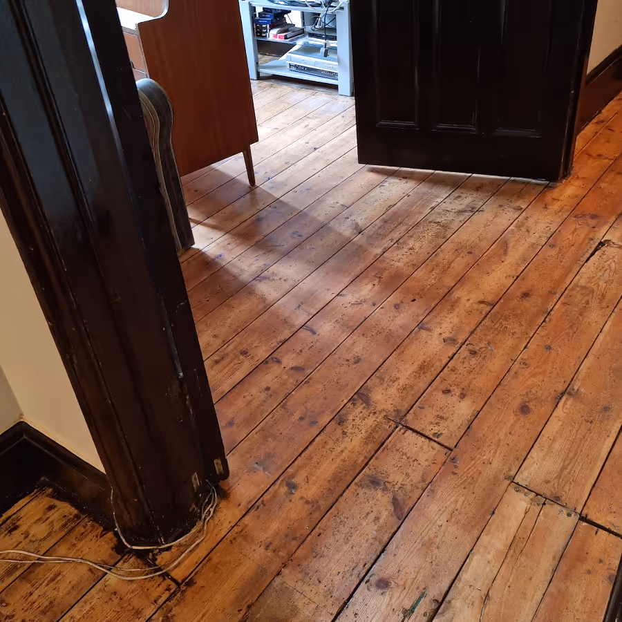 A newly varnished pine floor