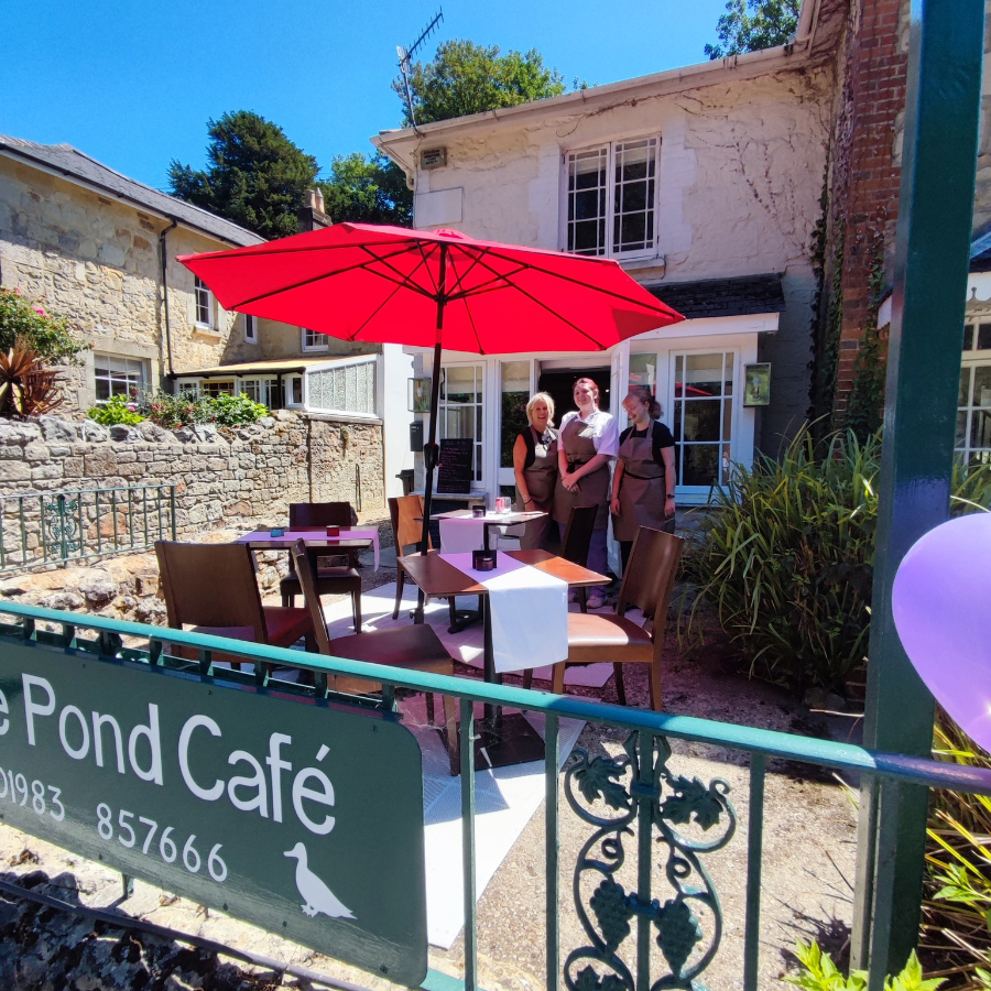 Outdoor seating of a cafe