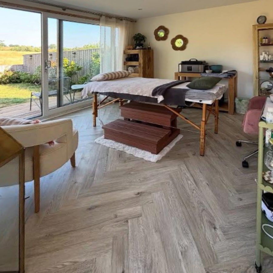 A massage treatment room