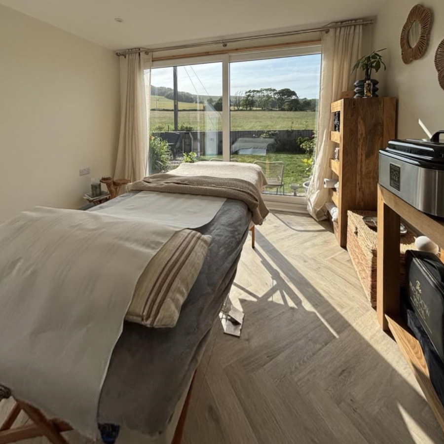 A massage treatment room