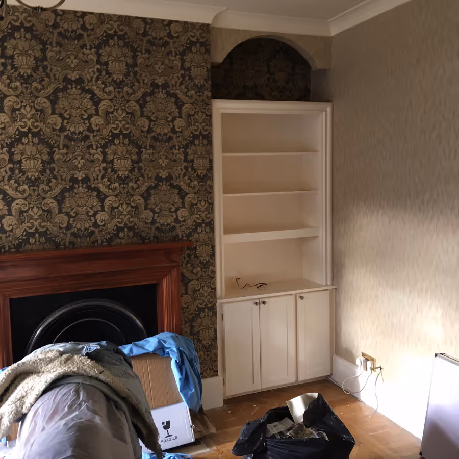 A room being wallpapered