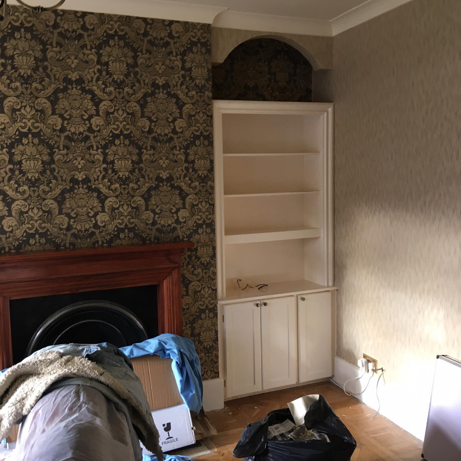 A room being wallpapered
