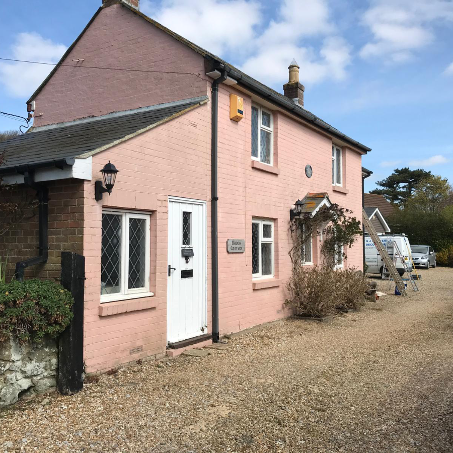 A house painted pink