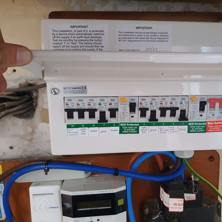 A domestic electrical consumer unit.