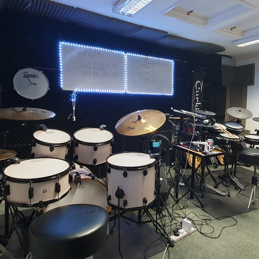 A drum teaching studio.