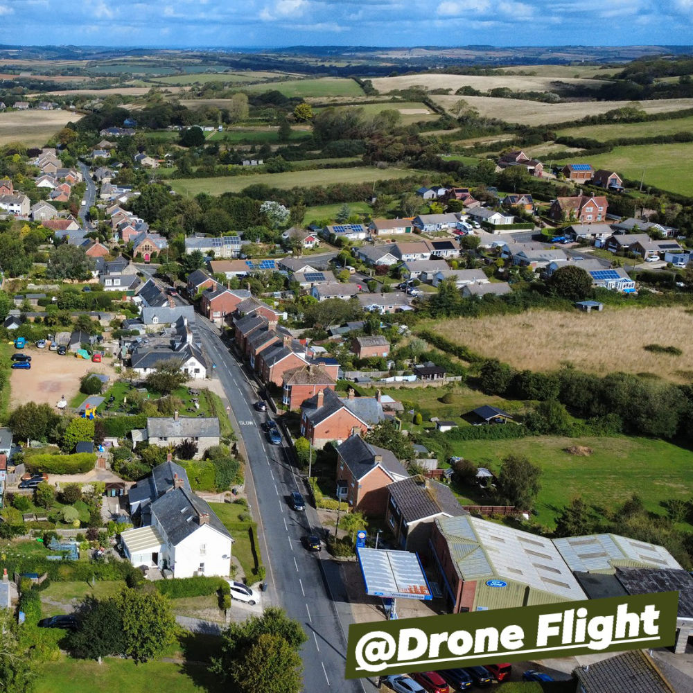 An aerial shot of a village.