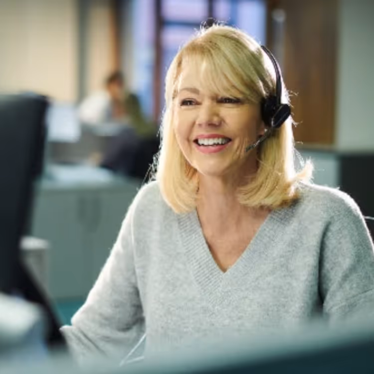 A woman in a call centre.
