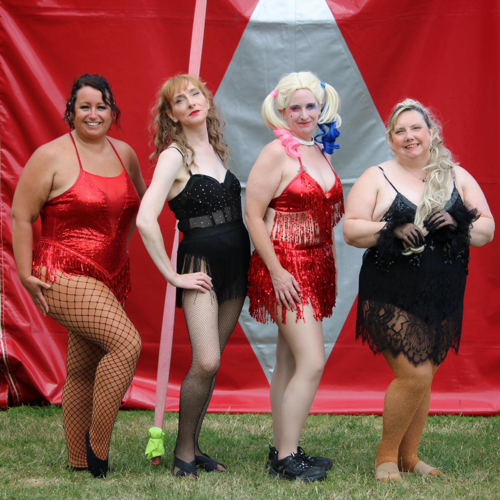 A group of 4 burlesque dancers.