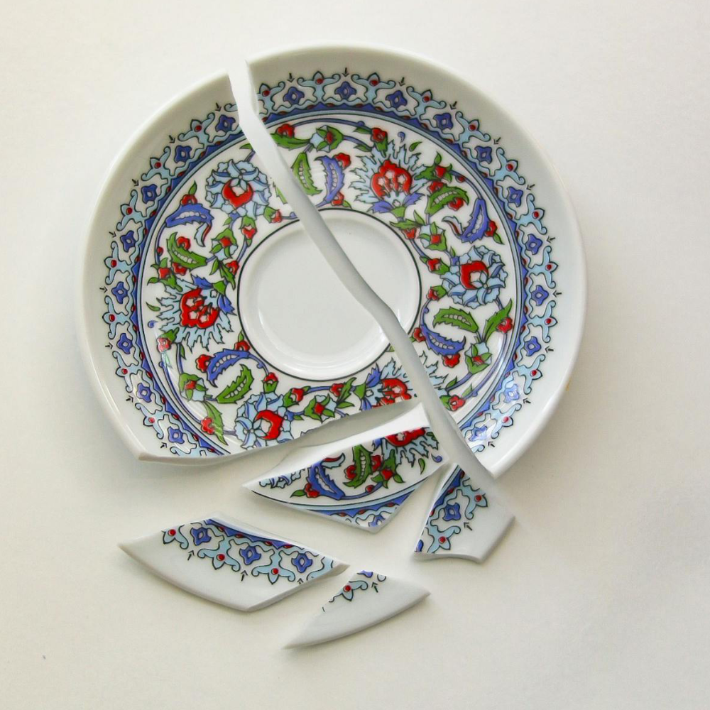 A broken ceramic plate