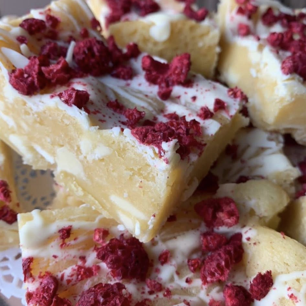 Sweet bakes with dried raspberry topping.