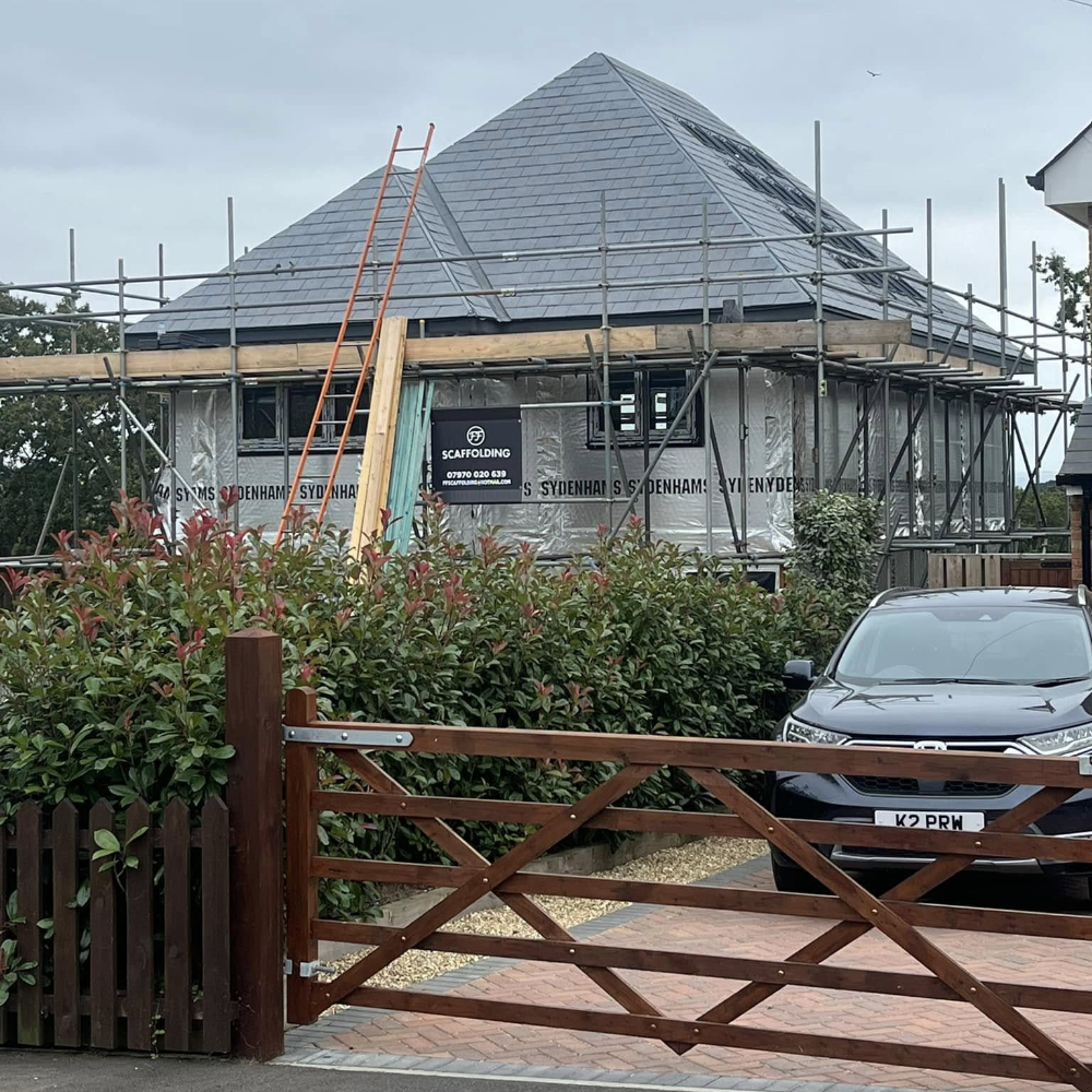 A house being re-tiled.