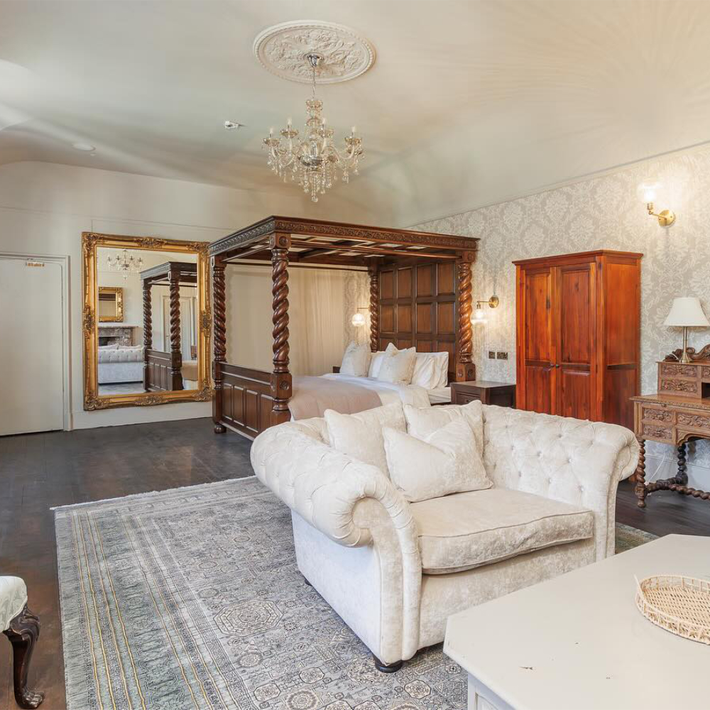 A hotel bedroom in an elegant period house