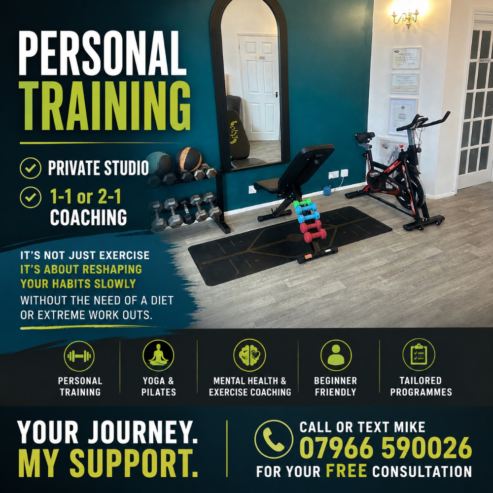 An advert for the services of a personal fitness trainer.