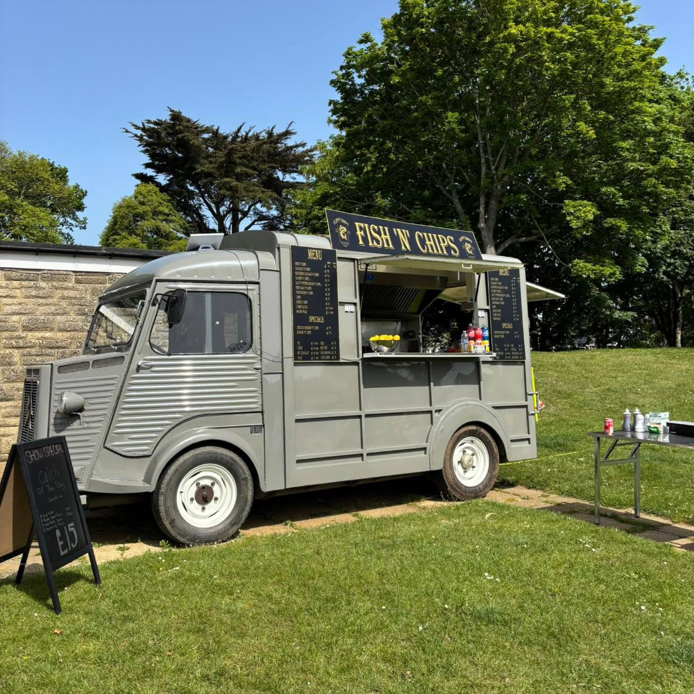 A mobile fish and chip van.