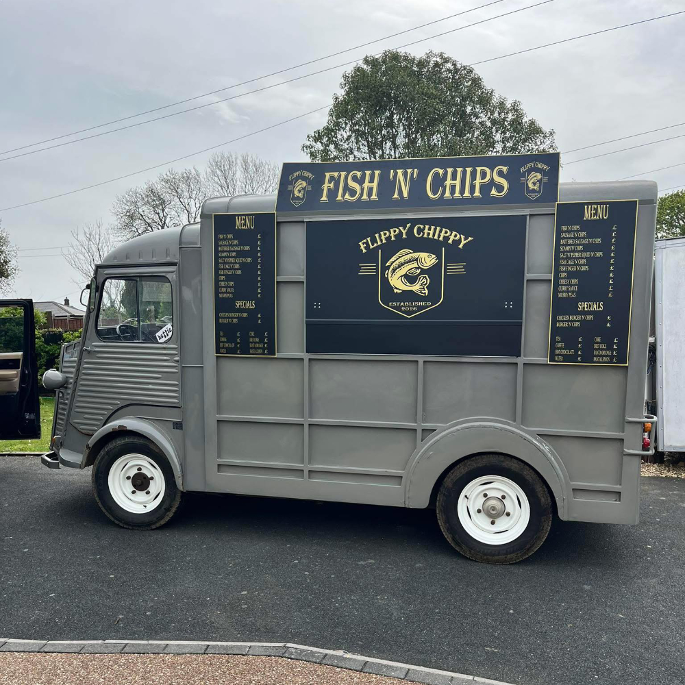 A mobile fish and chip van.