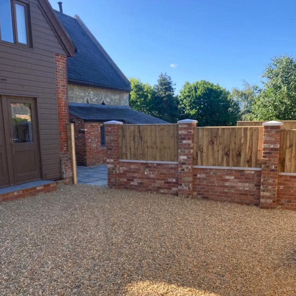 A new brick and wood wall.
