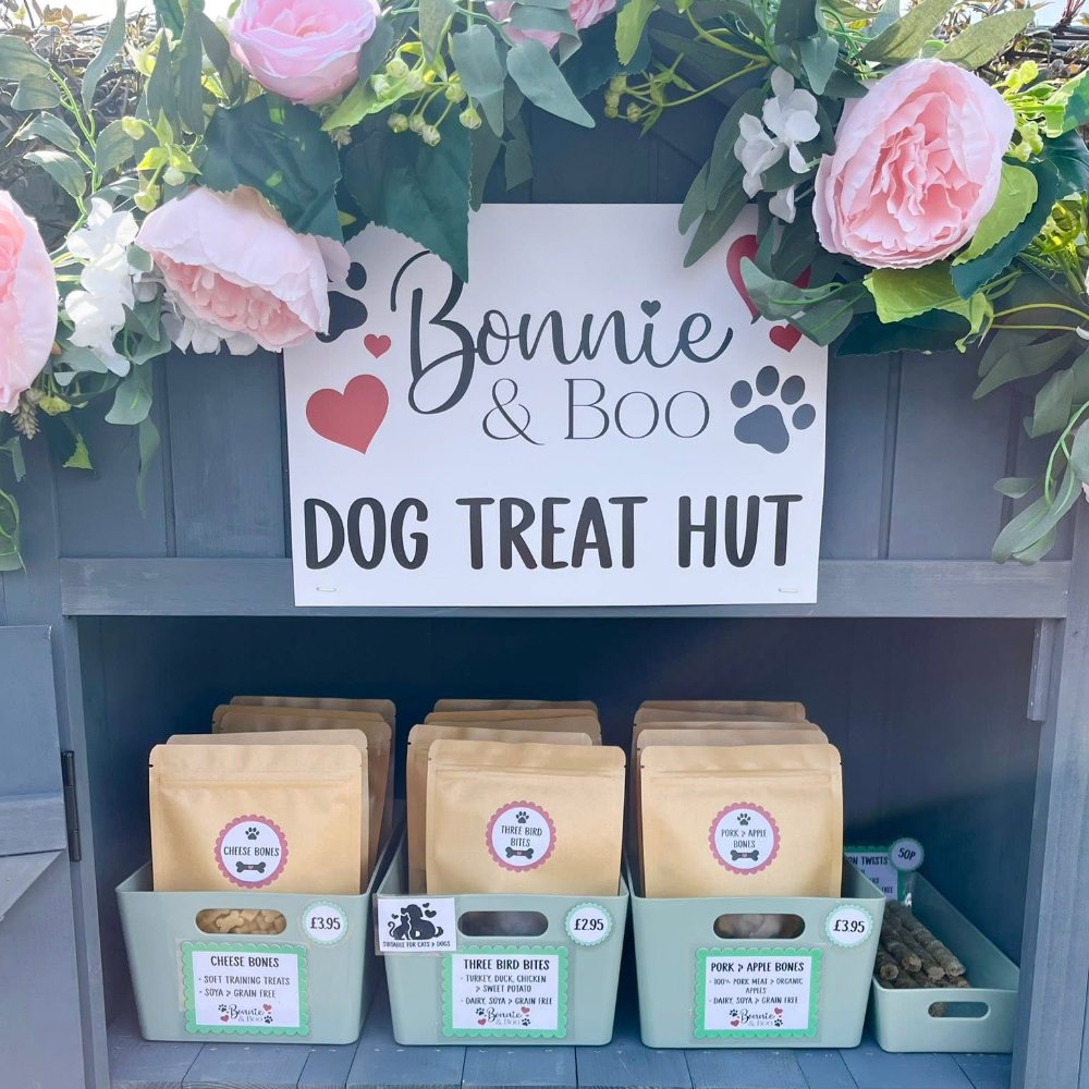 A hut selling dog treats.