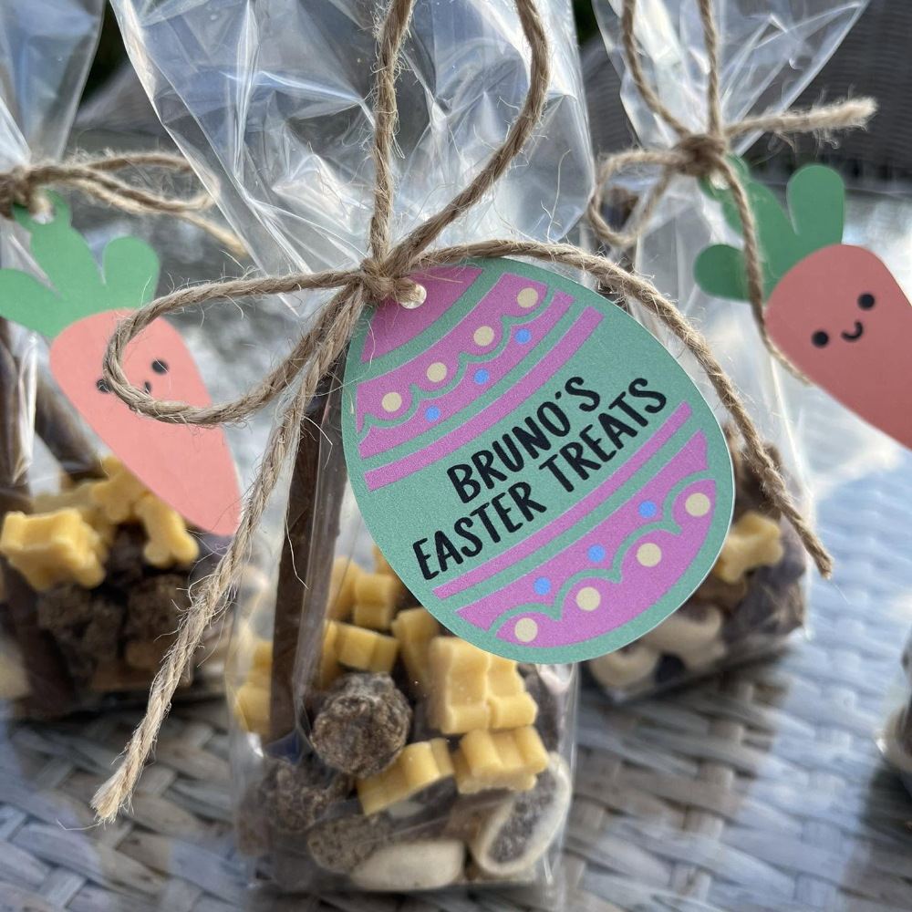 Personalised bags of dog treats.
